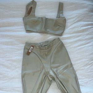 NWT Skims faux leather biker shorts bralette top set
